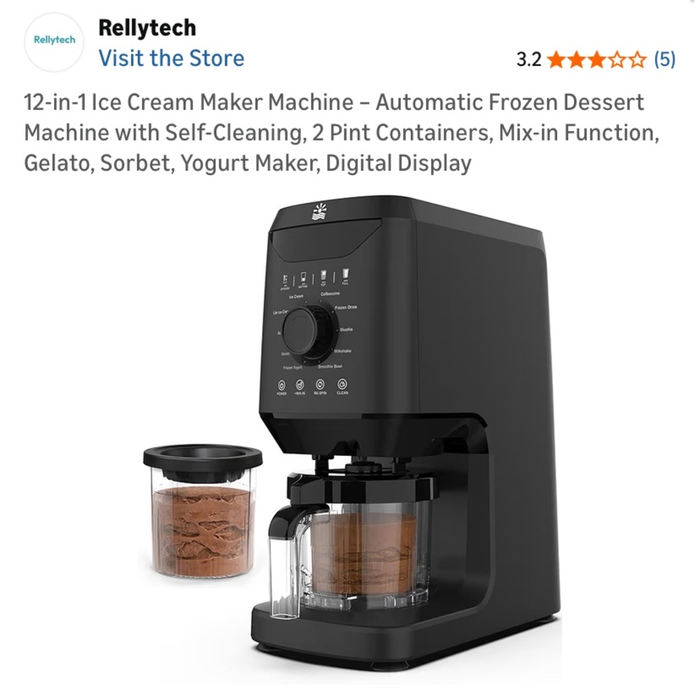 Black Ice Cream Maker Machine 12 in 1
